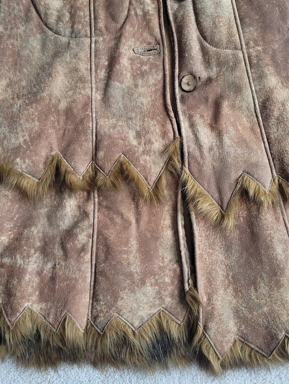 Rare Vintage Wilson Leather Genuine Leather Faux Fur Coat Boho W/Hood Size S - Picture 10 of 15